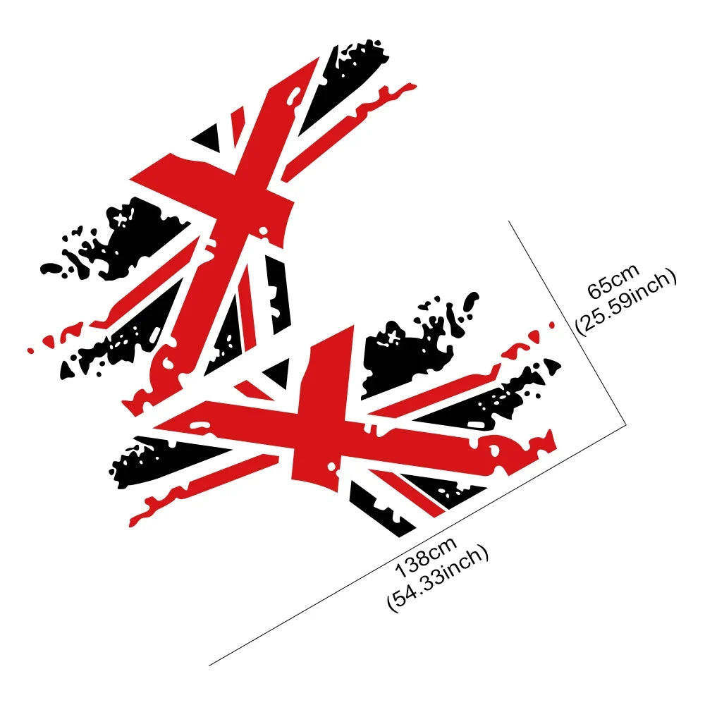 Union Jack Door Side Stripe Decal | 2-Piece British Flag Auto Body Vinyl Sticker