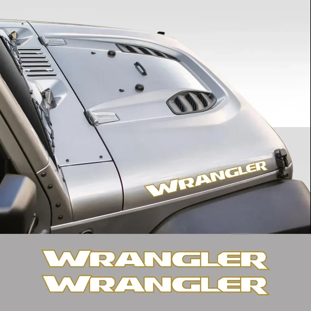 Jeep Wrangler Hood & Door Vinyl Decal – Engine Cover Bonnet Sticker | JK, JL, TJ, YJ, Unlimited, Sahara | 13 Colors