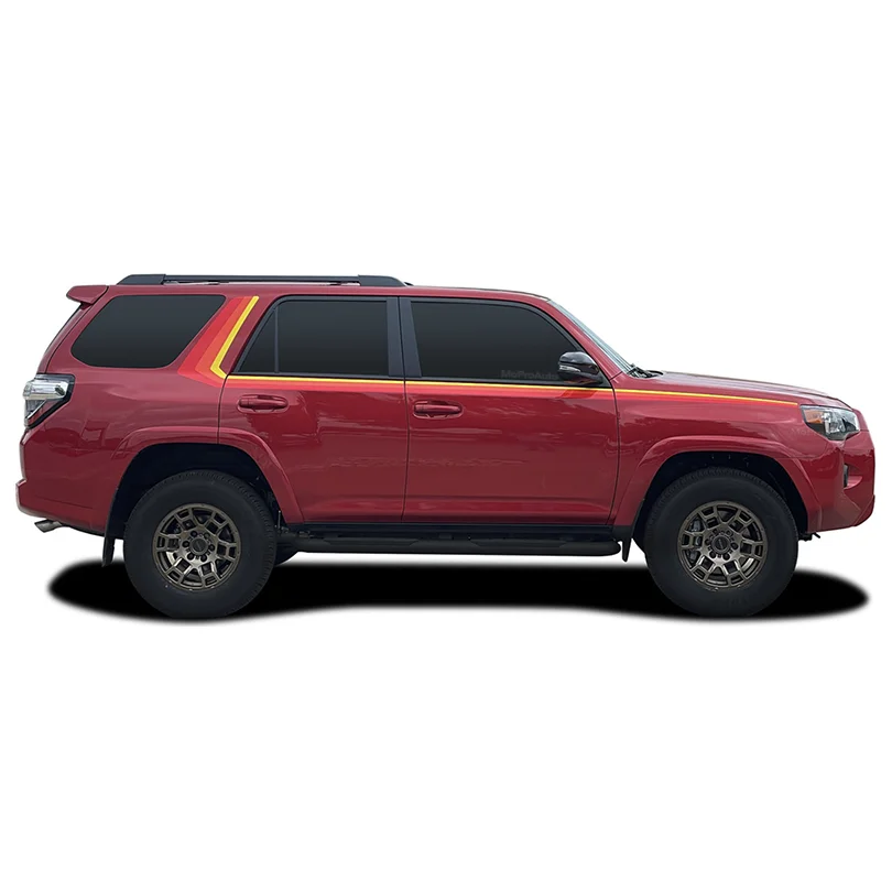 Retro Tri-Color Red & Orange Stripe Decal for Toyota 4Runner | Full Body Side Vinyl Graphics Kit