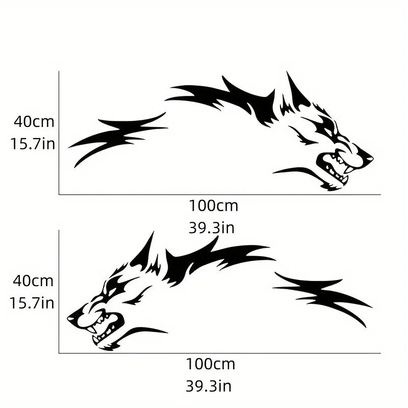 Wolf Side Body Decal | 2-Piece Waterproof Self-Adhesive Vinyl Animal Sticker