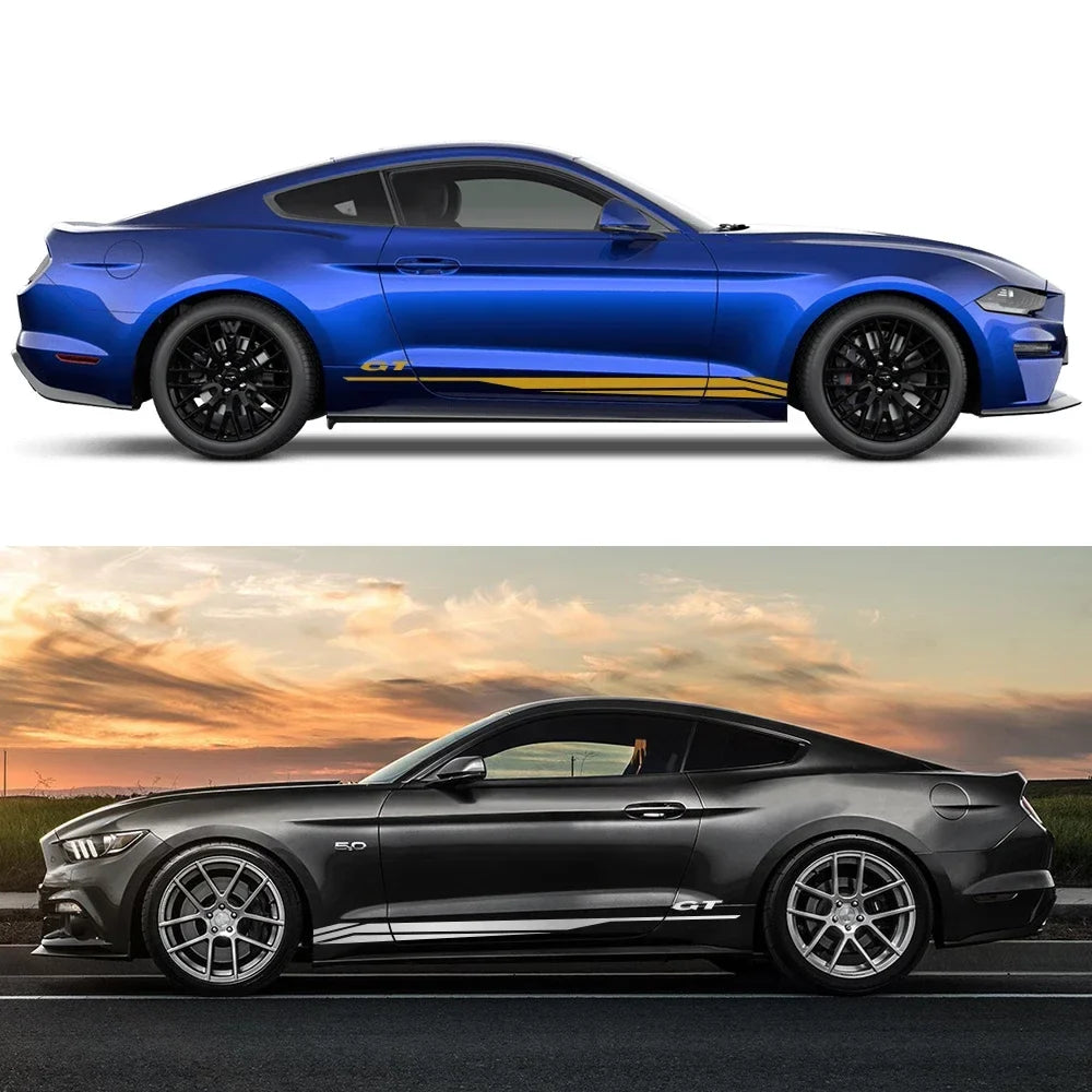 Door Side Graphic Stripe Decal for Ford Mustang GT 350 / 500 / GT4 / GT5 | Color Change Vinyl
