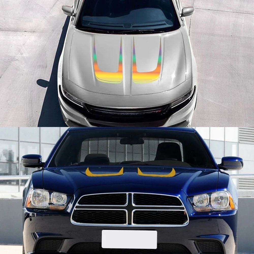 Hood Cover Engine Vinyl Film Sticker for Dodge Charger | 2-Piece Sport Style Decal