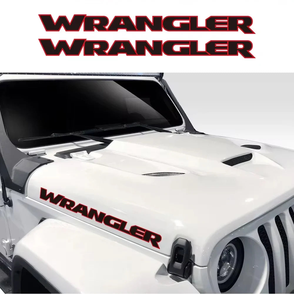 Jeep Wrangler Hood & Door Vinyl Decal – Engine Cover Bonnet Sticker | JK, JL, TJ, YJ, Unlimited, Sahara | 13 Colors