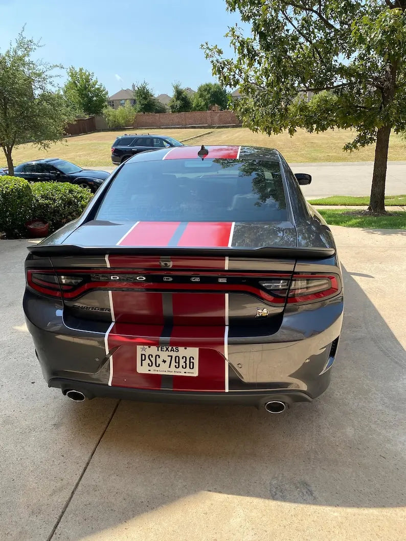 Twin Two-Tone Rally Stripe Body Decal for Dodge Charger (2005+) | Full-Body KK Vinyl Kit