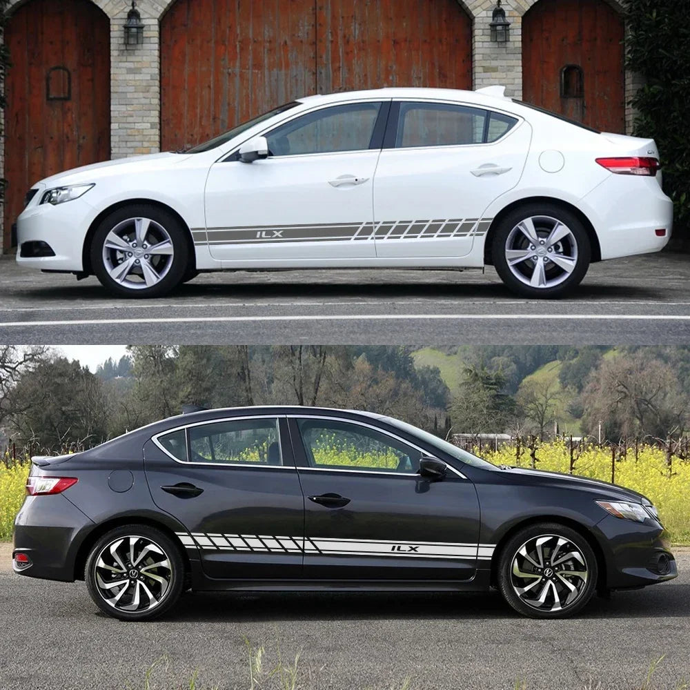Long Door Side Skirt Stripe Decal for Acura RDX / MDX / TLX / ILX | Sport Vinyl 2-Piece Kit