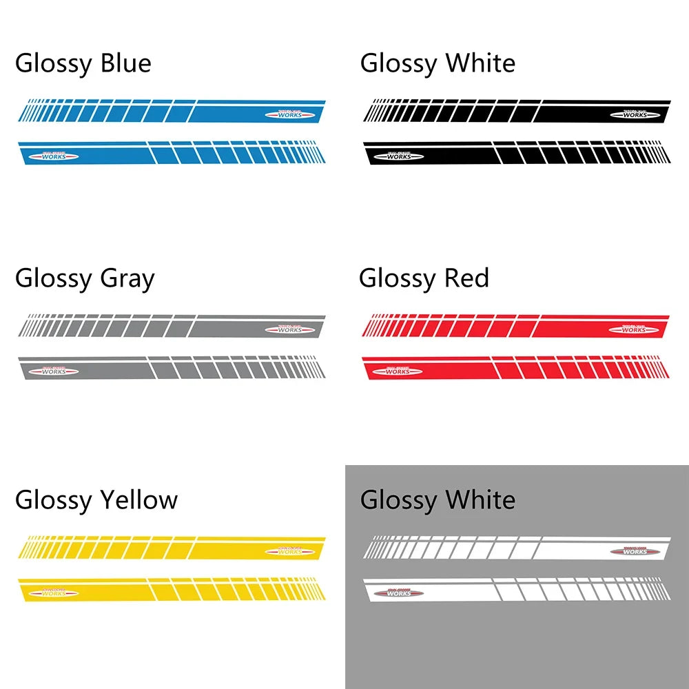 JCW Door Side Skirt Stripe Decal for Mini Cooper | 2-Piece Vinyl Decoration Kit