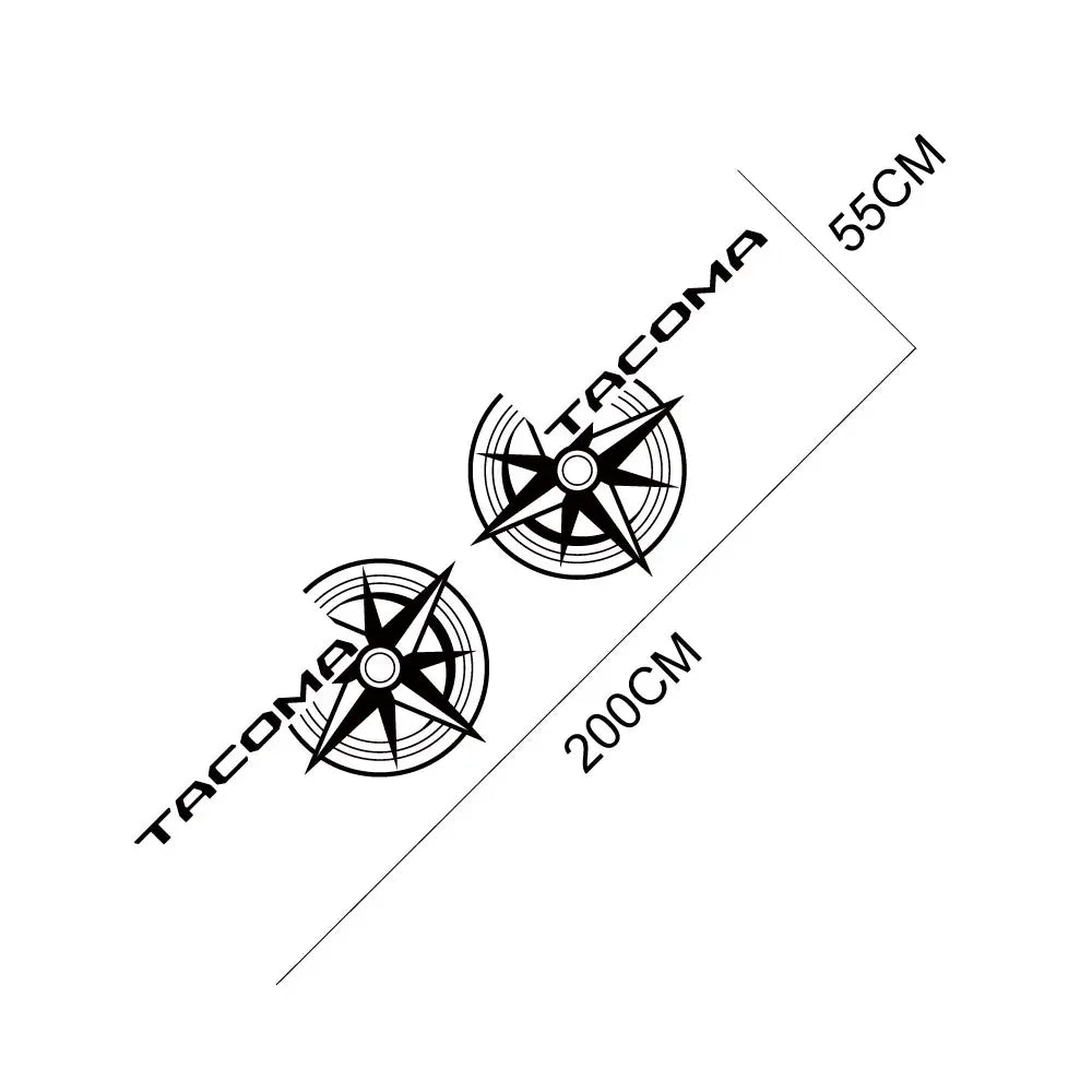 Compass Trunk Bed Side Decal for Toyota Tacoma TRD | 2-Piece Vinyl Film Graphics