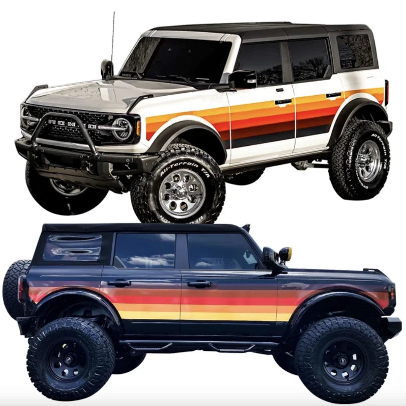 Retro Sunset Orange Waistline Stripe Decal for Ford Bronco | Custom Precut Vinyl Overlay