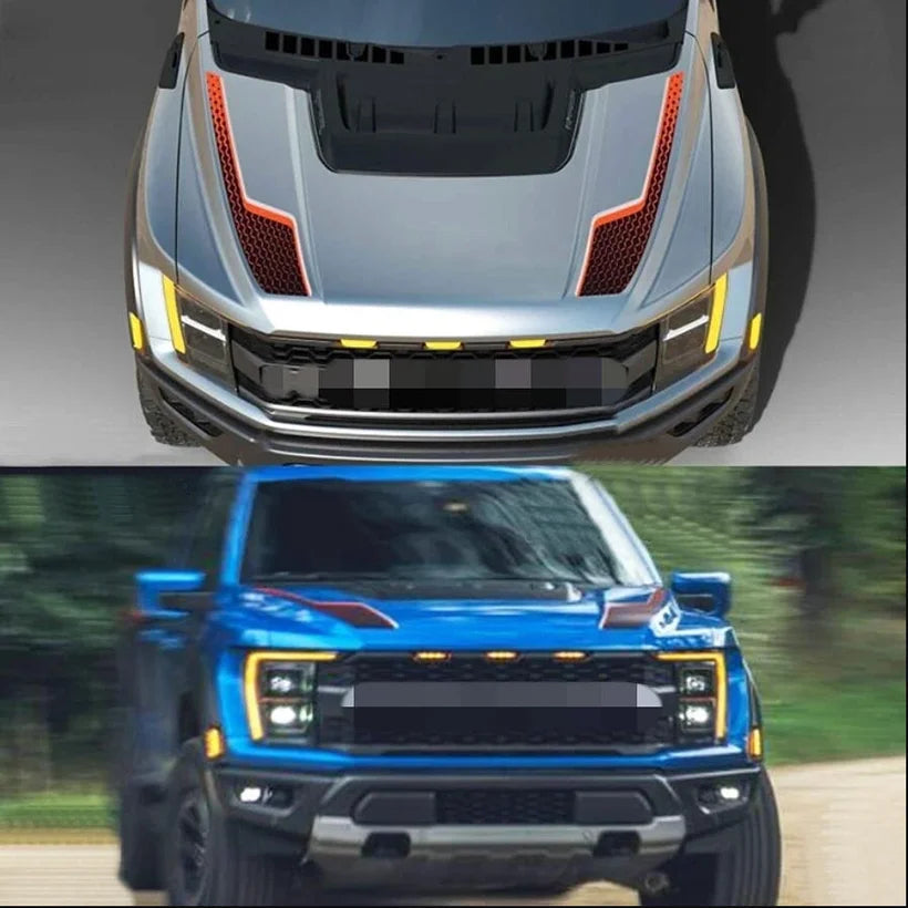 Hood Scoop Stripe Decal for Ford F-150 Raptor Gen 3 (2021–2023) | Precut Bonnet Vinyl Graphics