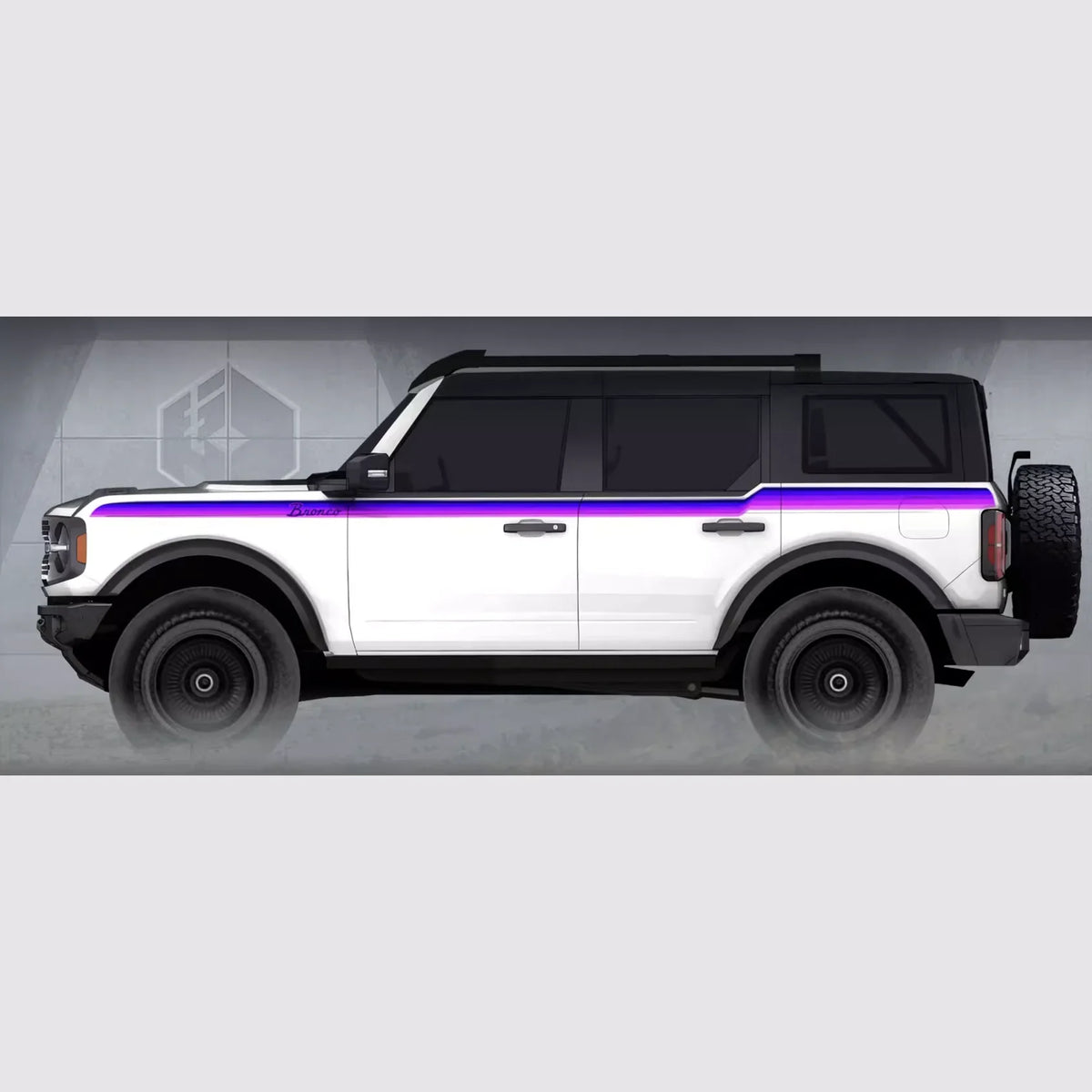 Colored Side & Waistline Stripe Decal for Ford Bronco (2021–2023) | Blackout Vinyl Body Wrap
