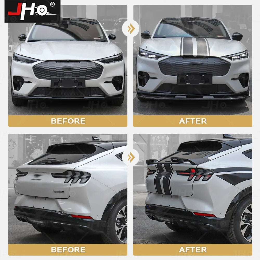 Ford Mustang Mach-E Hood & Body Stripe Decal Kit – 3D Carbon Fiber Vinyl (2021–2023)
