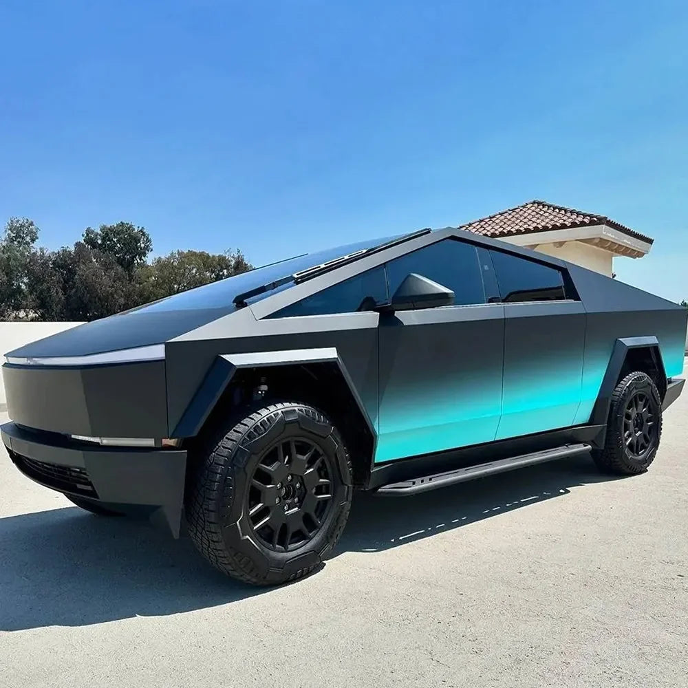 Precut Color Change PPF for Tesla Cybertruck (2024–2026) | DIY Black & Glacier Blue PET Film