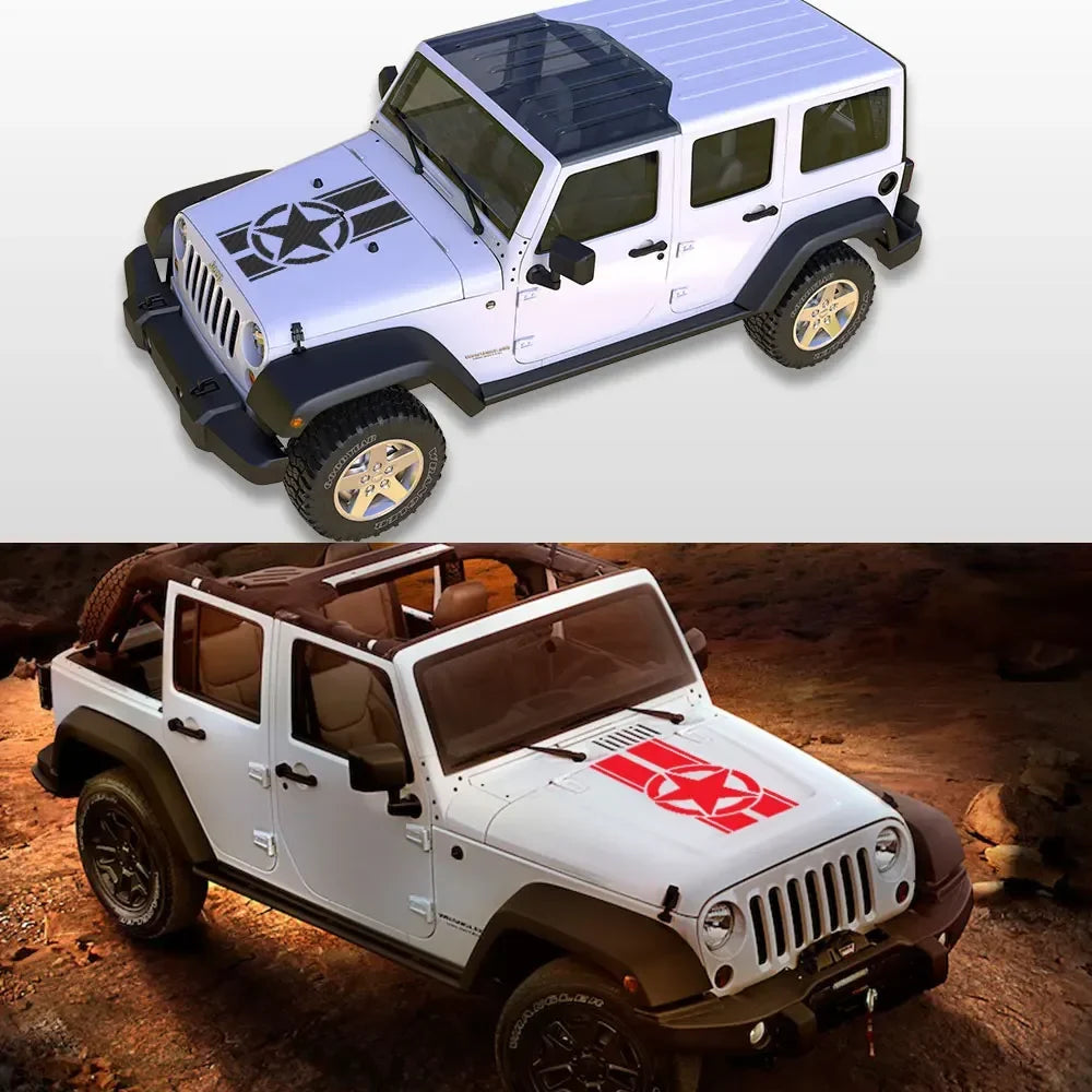 Jeep Hood Cover Decal – Pentagram Star Vinyl Sticker | Wrangler JK JL TJ, Renegade, Patriot, Trailhawk, Rubicon