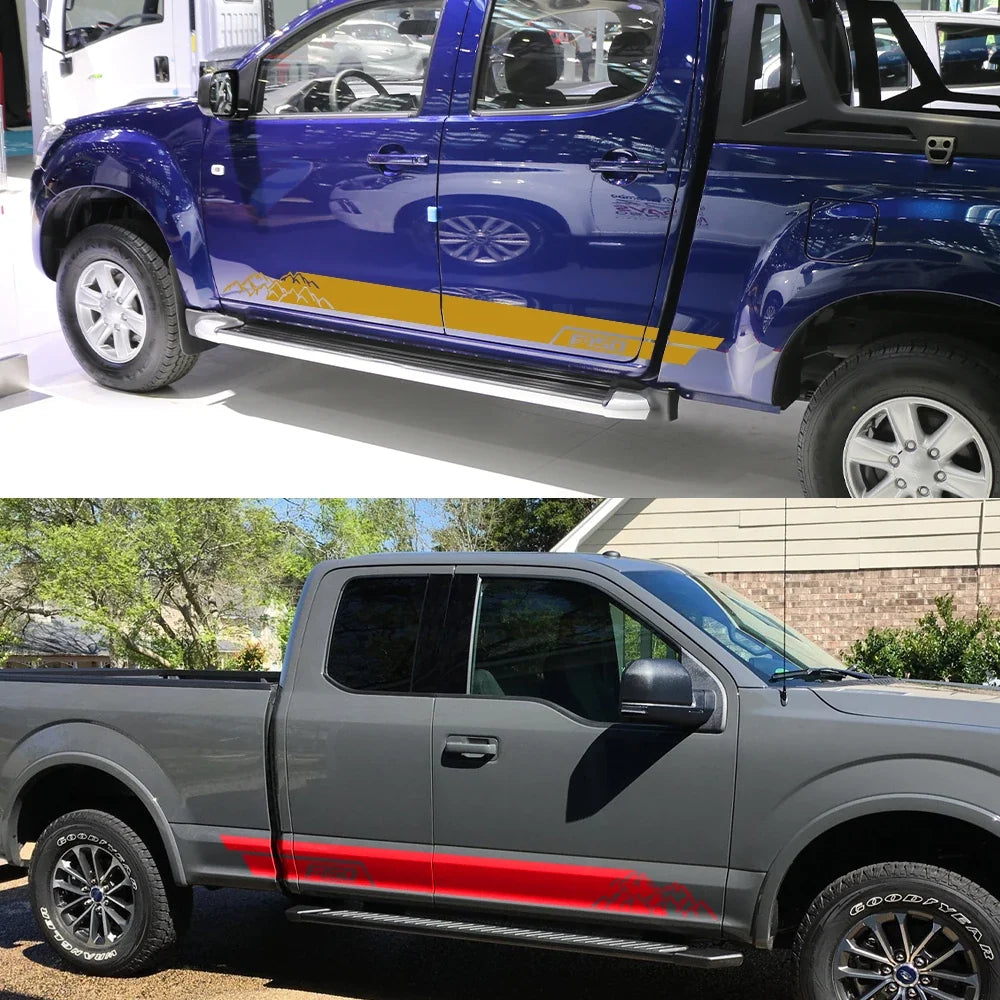 Mountain Stripe Door Side Decal for Ford F-150 Raptor | Full-Length Vinyl Tuning Cover