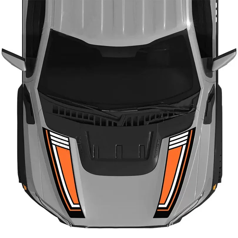 Custom Matte Black Engine Hood Stripe Kit | Front Graphics for Ford Raptor / Mustang