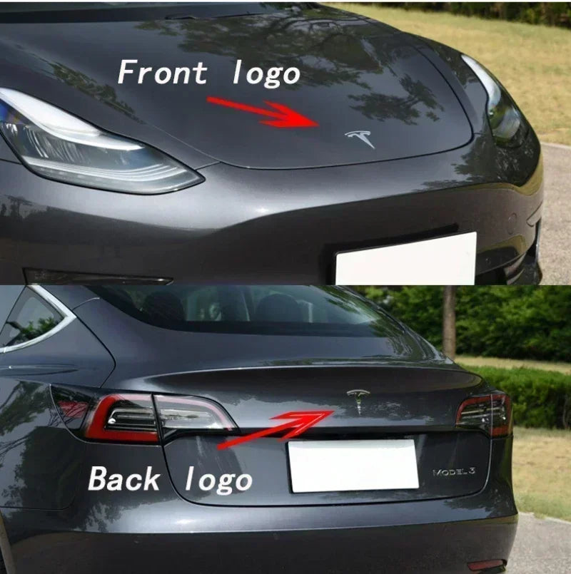 Zinc Alloy Front Hood Logo Sticker for Tesla Model 3 / Model Y | Auto Body Styling Emblem
