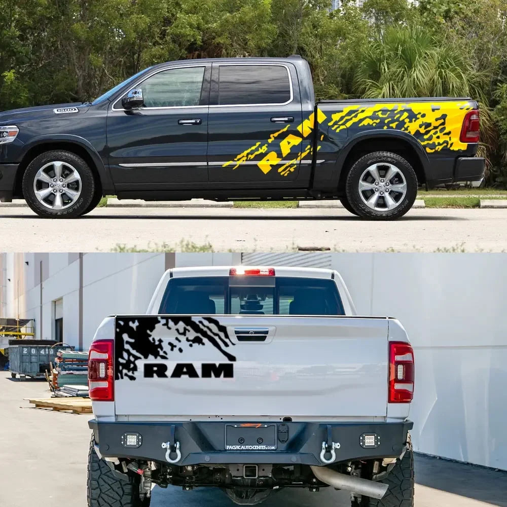 Splash Grunge Body Side Decal for Dodge RAM 1500 Rebel / RTX | 3-Piece Matte Vinyl Kit