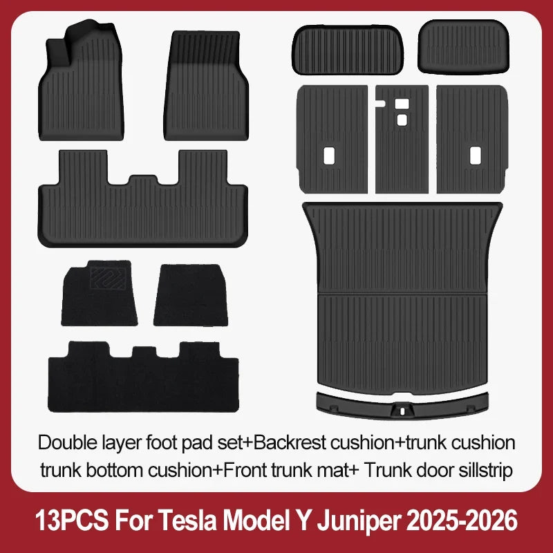 TPE Floor Mats & Luggage Mat for Tesla Model Y Juniper Premium / Performance (2025+) | All-Weather Set