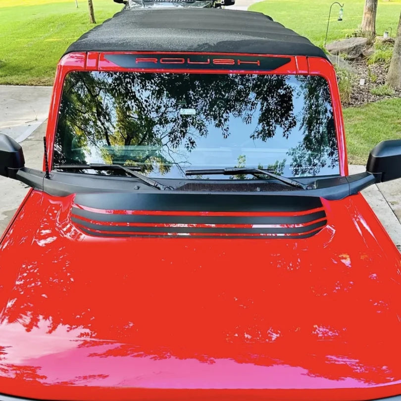 Matte Black Roush-Style Hood & Waistline Stripe Decal for Ford Bronco 4-Door | Precut Vinyl Overlay