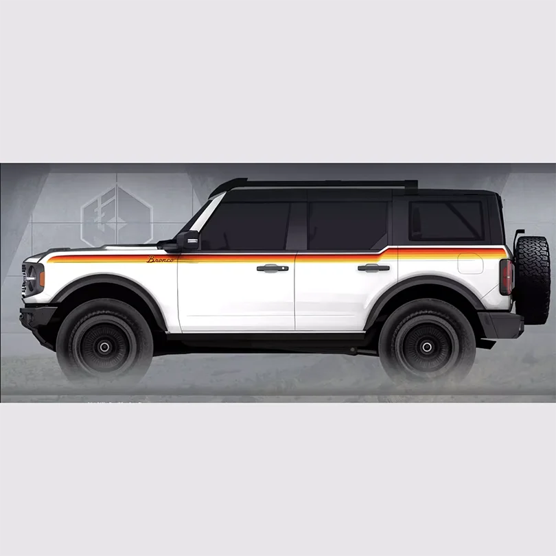 Colored Side & Waistline Stripe Decal for Ford Bronco (2021–2023) | Blackout Vinyl Body Wrap