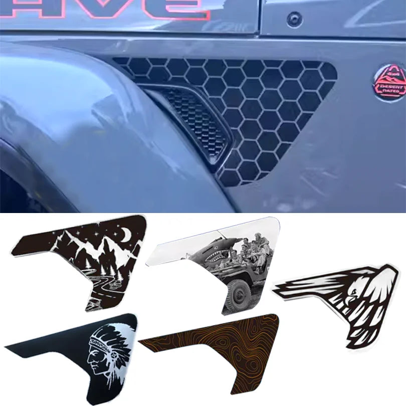 Eagle, Mountain Topo & Honeycomb Fender Vent Decal for Jeep Wrangler JL / Gladiator JT (2018–2023) | Vinyl Graphics