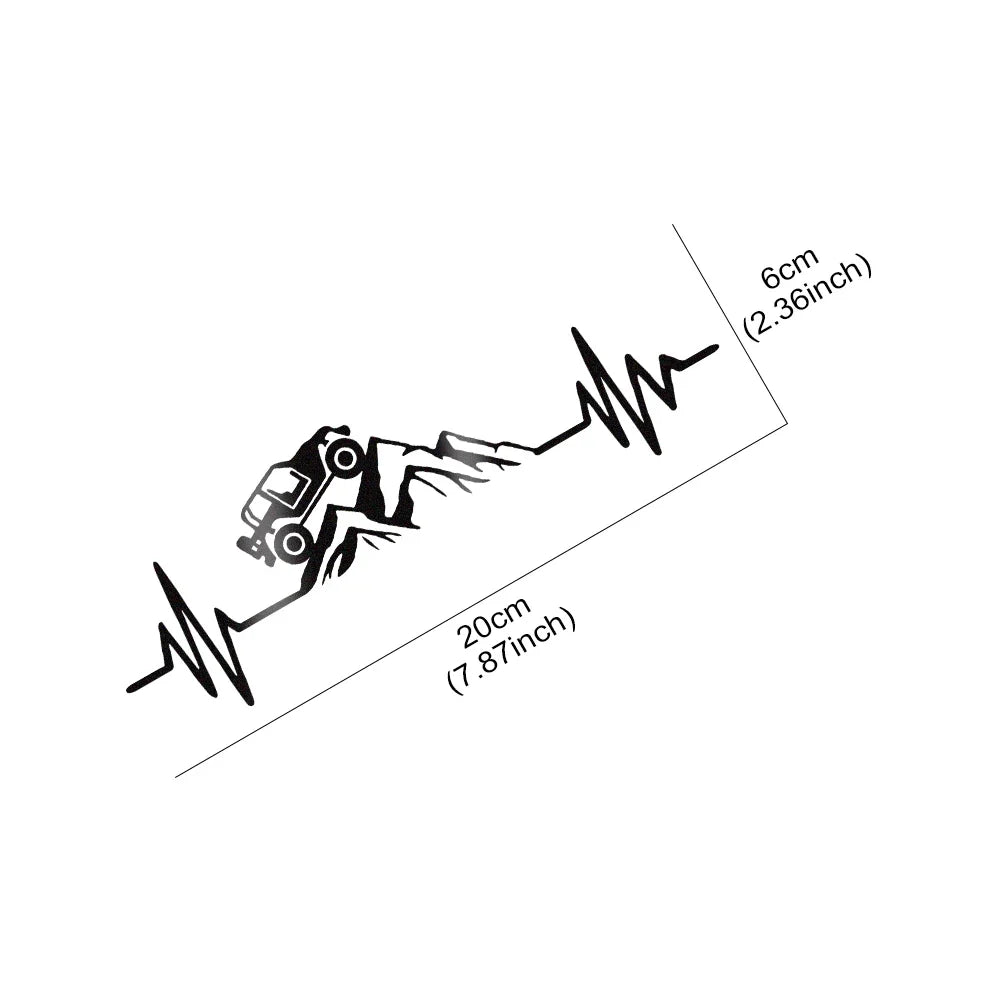 Reflective Heartbeat Off-Road Mountain Climb Vinyl Sticker – 4x4 Truck Windshield & Bumper Decal | 4 Colors