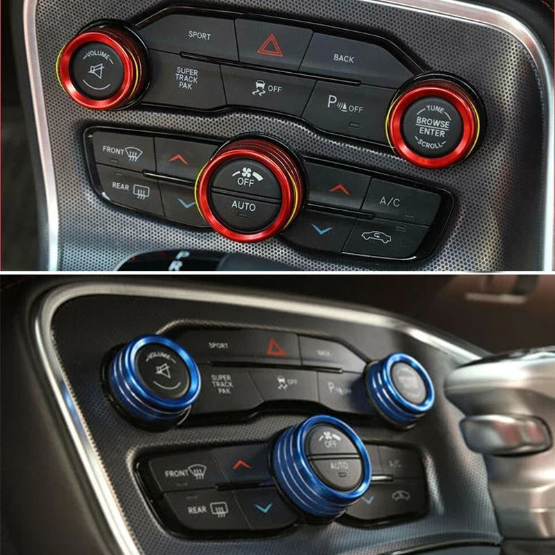 A/C Control Knob Volume Radio Switch Decoration Cover for Dodge Challenger / Charger | 3-Piece