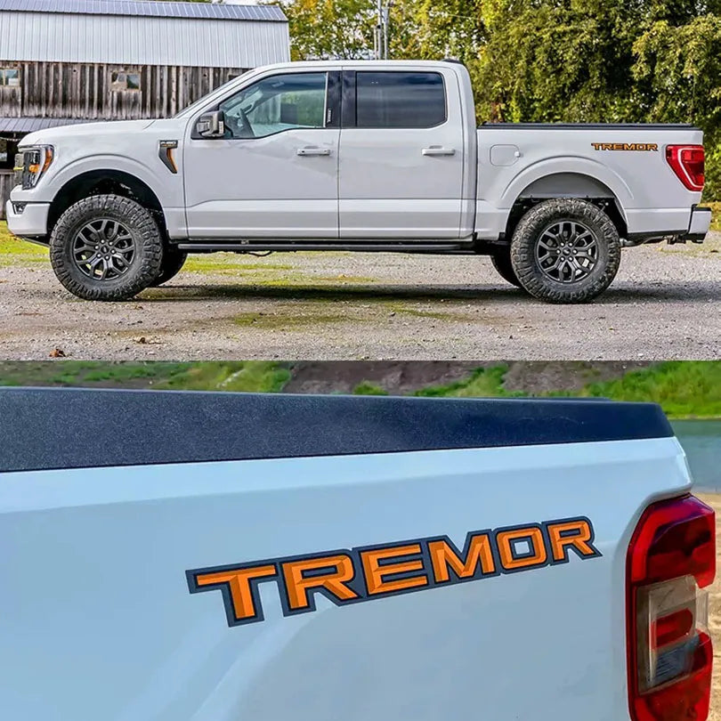 Off-Road Mountain Scratch Bedside Decal for Ford F-150 Tremor / Ranger / F-250 / F-350 | Orange Vinyl Pair
