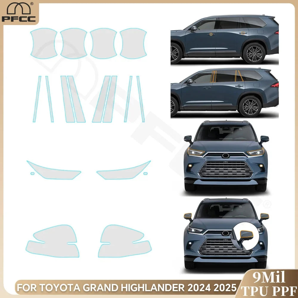 Precut PPF for Toyota Grand Highlander (2024–2025) | TPU Headlight, Mirror, Pillar & Door Handle
