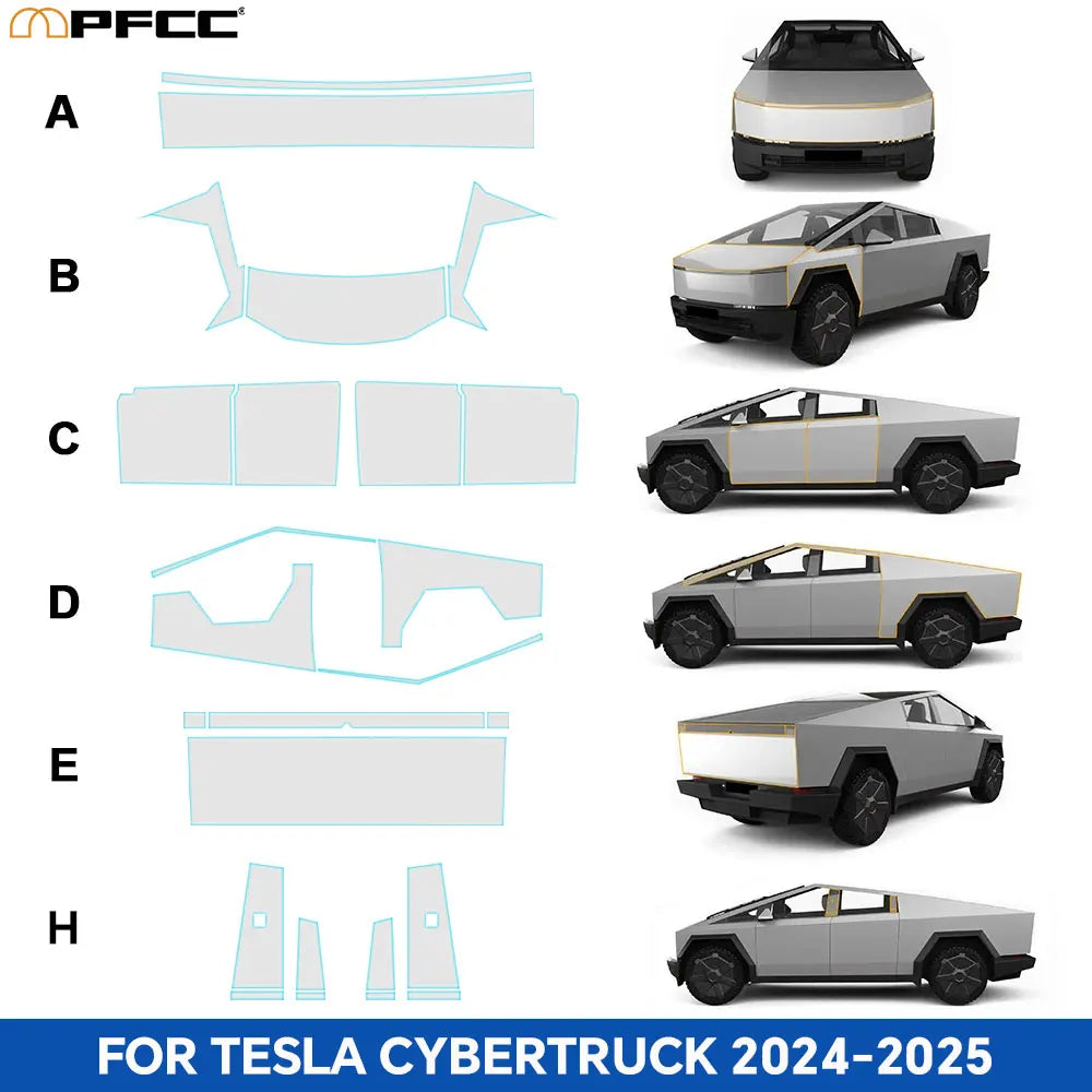 Precut PPF Clear Bra for Tesla Cybertruck (2024–2026) | 9-Mil TPU Paint Protection Film