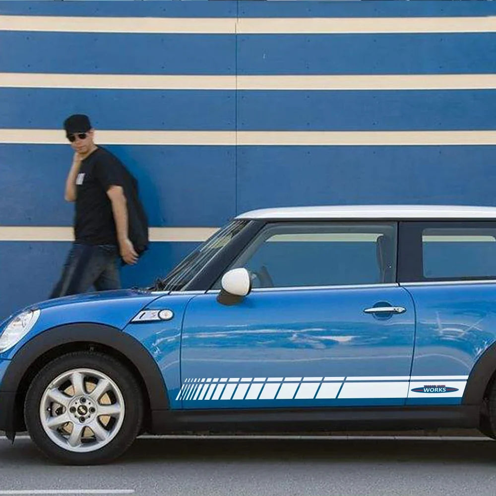 JCW Door Side Skirt Stripe Decal for Mini Cooper | 2-Piece Vinyl Decoration Kit