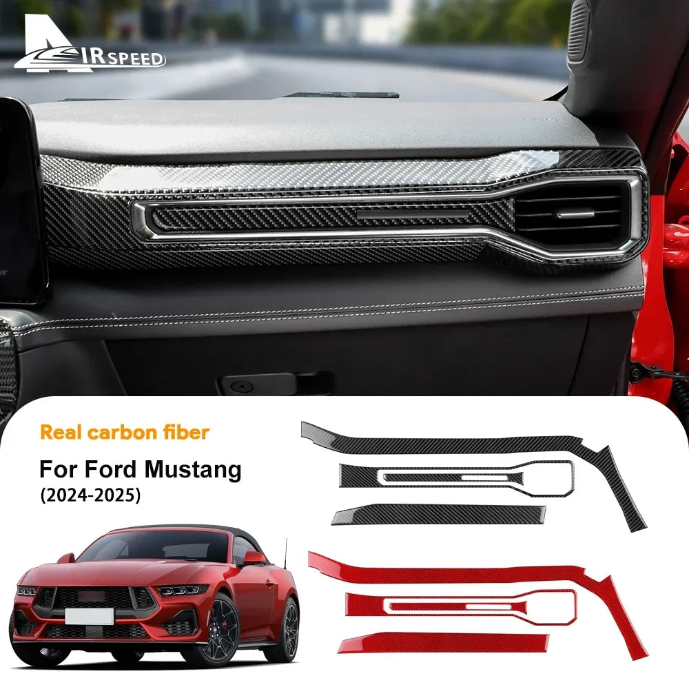 Real Soft Carbon Fiber Interior Trim for Ford Mustang GT / Dark Horse / EcoBoost (2024-2025)