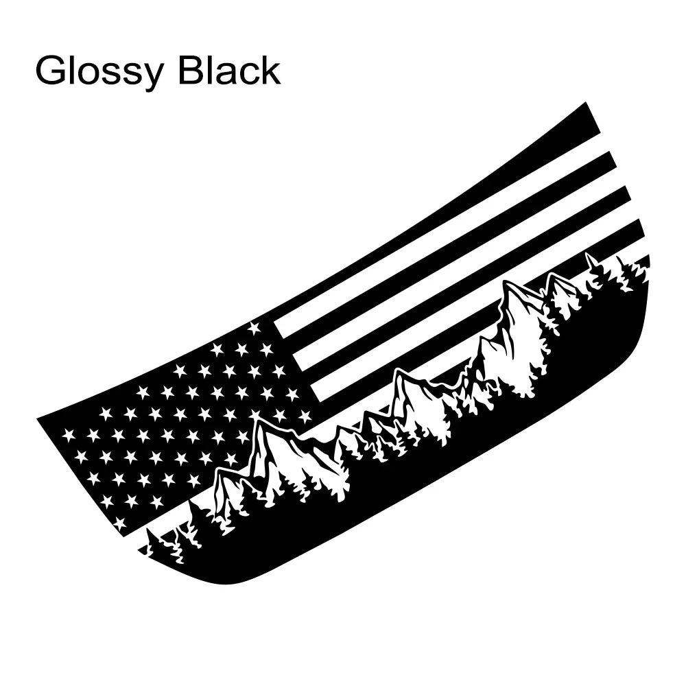 USA Flag Mountain & Tree Hood Bonnet Decal for Ford Bronco | Styling Vinyl Sticker