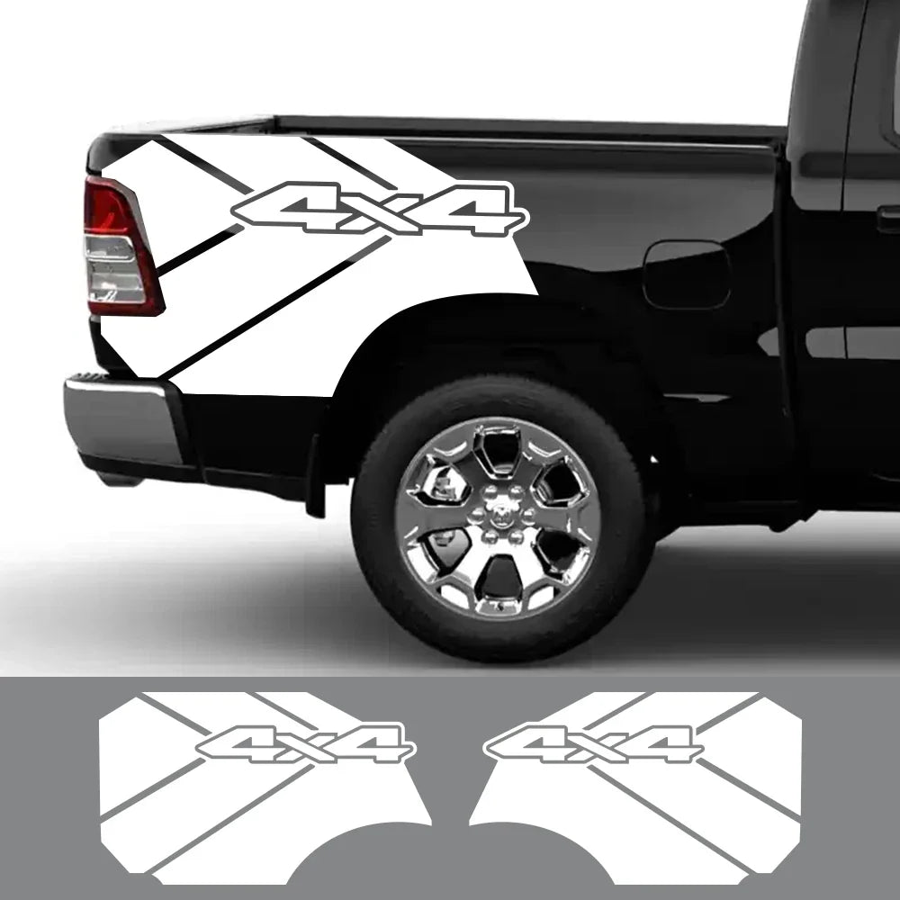 Dodge RAM Rebel & TRX Rear Bed Side Grunge 4x4 Vinyl Graphic Decal – Truck Bed & Trunk Decor | 12 Finishes