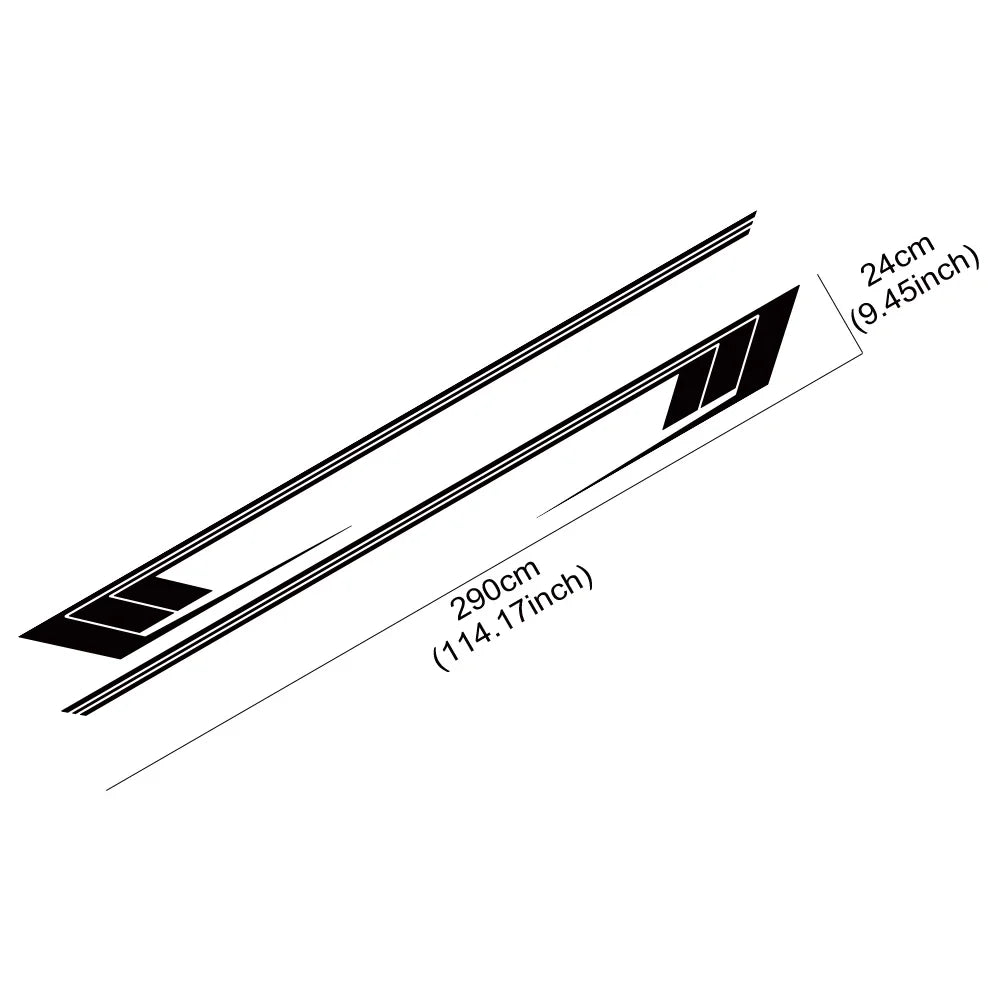 Jeep Cherokee XJ Retro Hockey Stick Racing Side Stripe Decal – Body Door & Side Skirt Vinyl (2 Pcs) | 8 Finishes