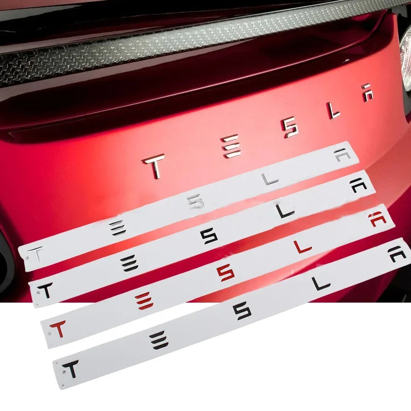Chrome Tesla Logo Rear Tailgate Emblem Badge | Model 3 / S / X / Y Trunk Sticker Accessory
