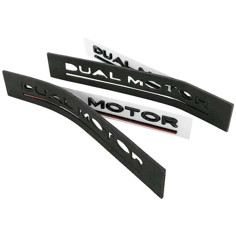 3D ABS DUAL MOTOR Chrome Red Line Emblem Badge for Tesla | Trunk & Body Styling Sticker