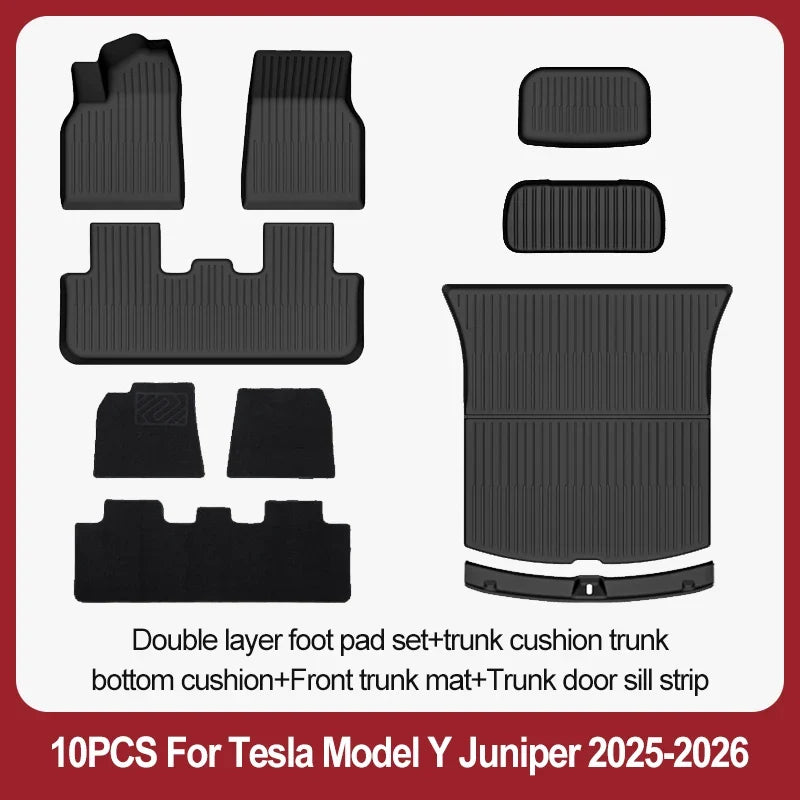 TPE Floor Mats & Luggage Mat for Tesla Model Y Juniper Premium / Performance (2025+) | All-Weather Set