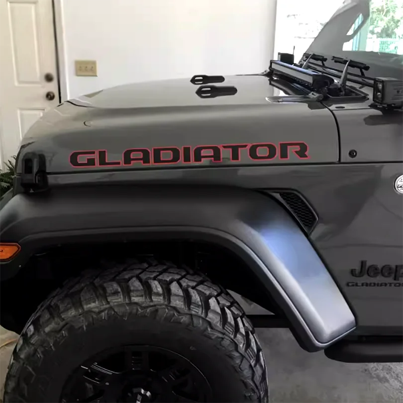 Reflective Matte Hood, Fender & Bedside Letter Decal for Jeep Gladiator JT | Outlined Vinyl Wrap Pair