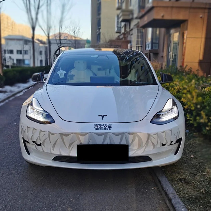 Shark Teeth Front Grille Decal for Tesla Model 3 & Model Y | Venom-Style Vinyl Graphics