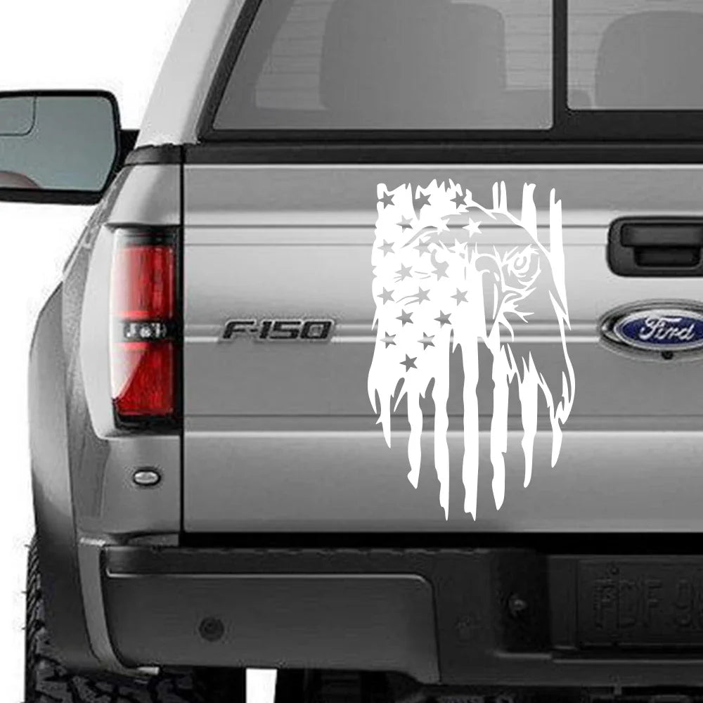 American Bald Eagle Flag Tailgate Decal – Pickup Truck Vinyl Sticker | Ford F-150, Tacoma, Hilux, D-Max, Dodge Ram