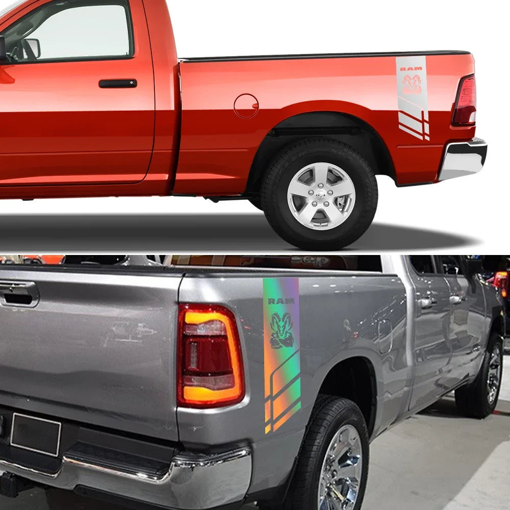 Back Door & Side Decal for Dodge RAM 1500 / 2500 HEMI Rebel 5.7L | Pickup Vinyl Sticker