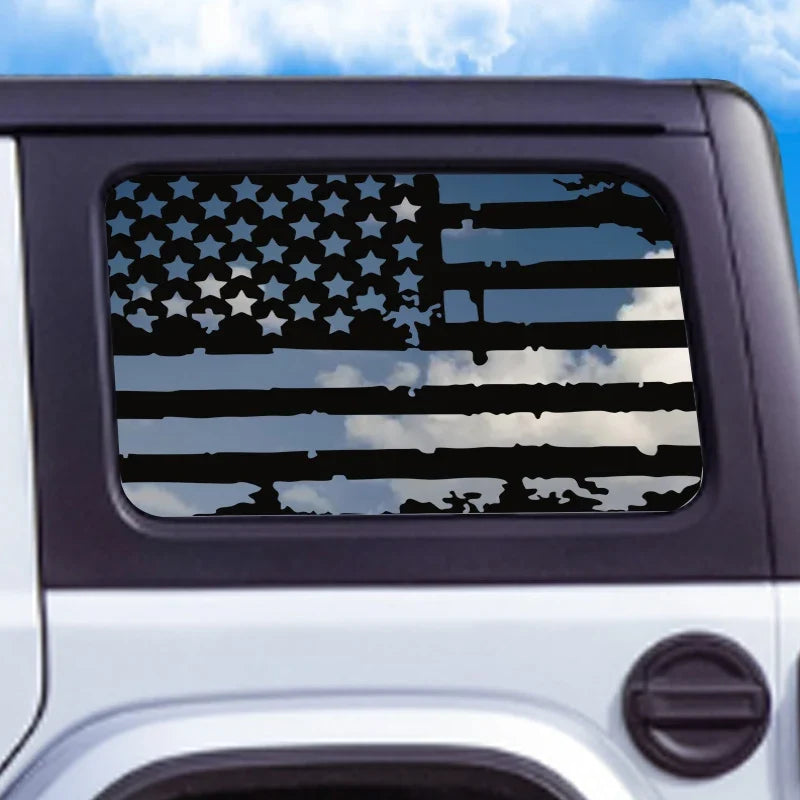 USA Flag Rear Window Decorative Decal for Jeep Wrangler (2021–2024) | Vinyl Cover Sticker