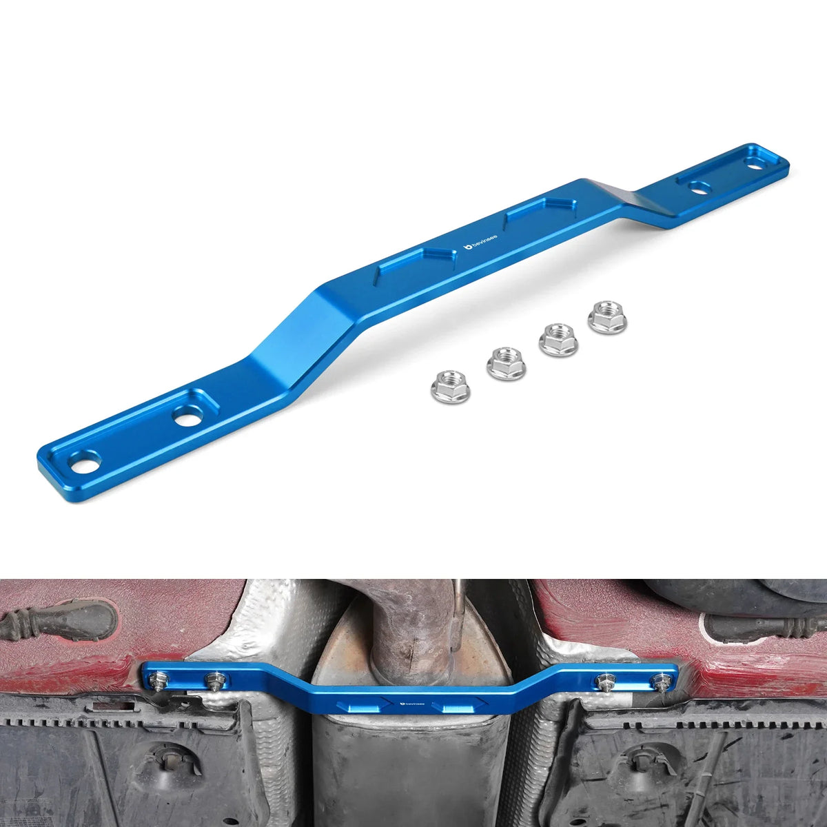 VW MQB Platform 8mm Billet Aluminium Rear Tunnel Brace for Golf MK7 / MK8 / Passat B8 / Jetta / Arteon / T-Roc / Taos & Audi A3 8V / 8Y / Q2 & SEAT Leon / Ateca / Formentor & Skoda Octavia / Superb / Karoq (FWD / AWD / Replaces 5Q0802128)