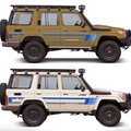 Retro Sunset Waistline Stripe Decal for Toyota Land Cruiser LC76 | Off-Road 4WD Vinyl Graphics Pair