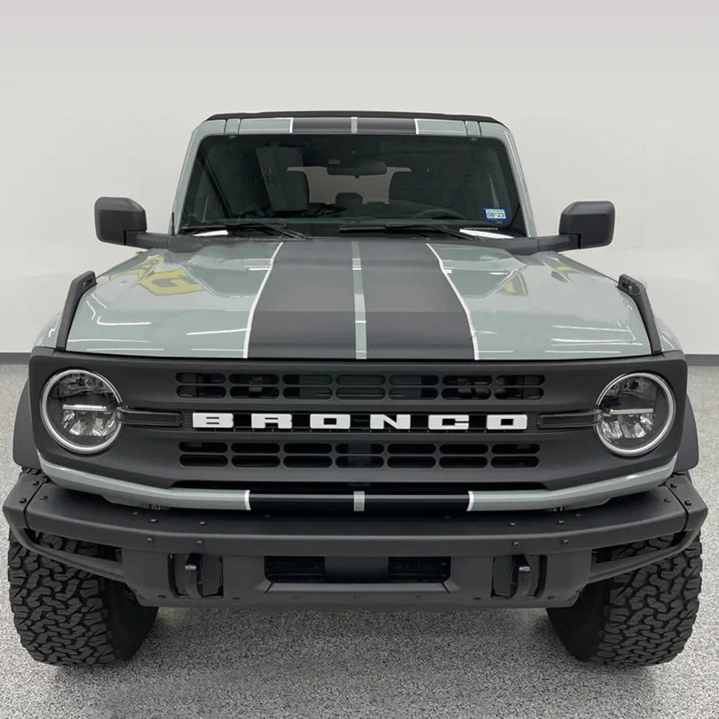 Matte Black Double Stripe Hood Scoop Decal for Ford Bronco (2021–2023) | Personalized Vinyl Overlay