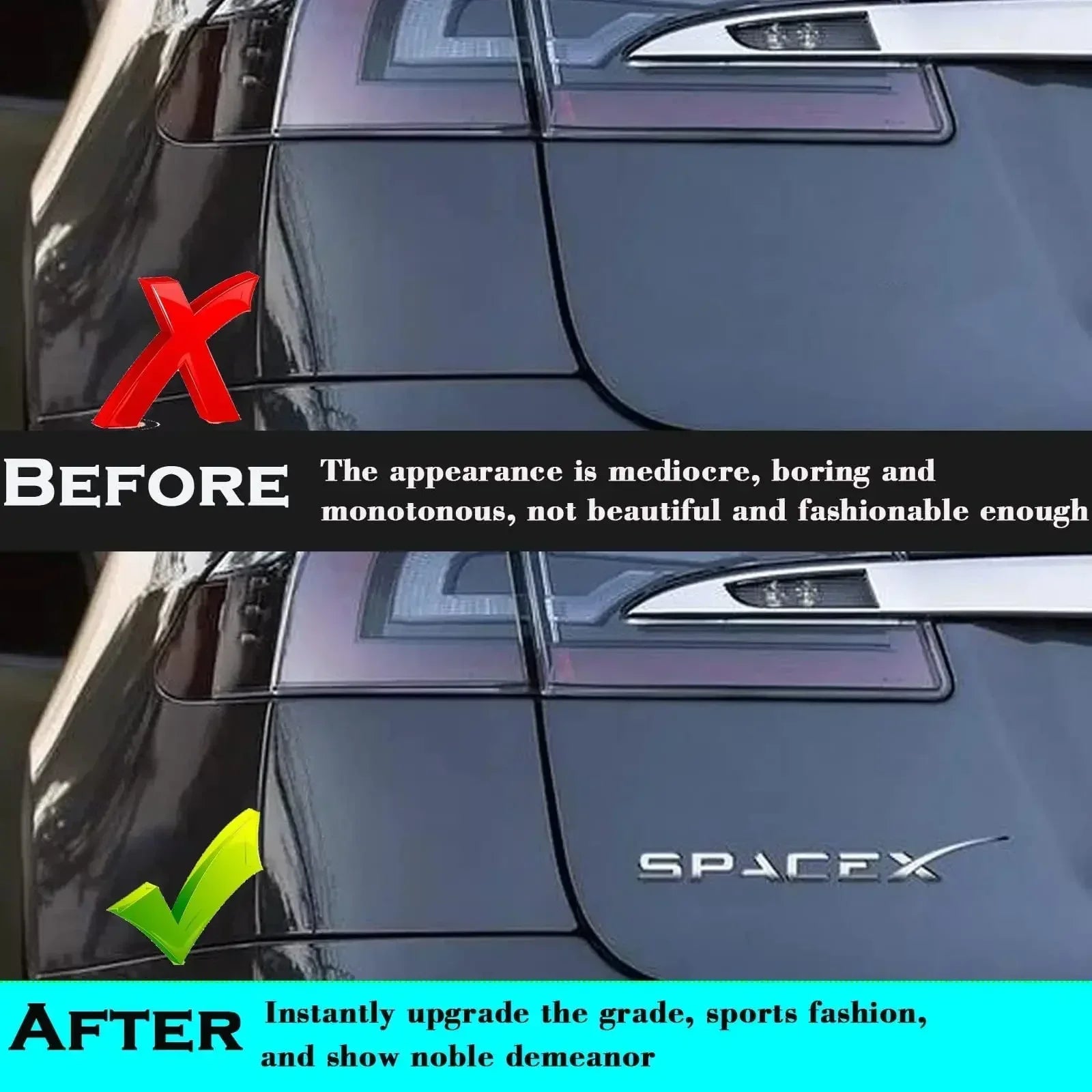 3D ABS SPACEX Letter Emblem Badge for Tesla Rear Tailgate / Trunk | Car Sticker