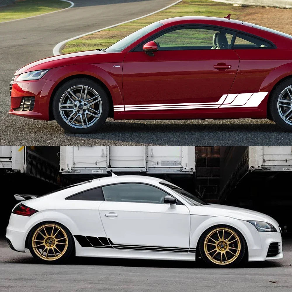 Tricolor Door Side Skirt Trim Decal for Audi TT (8N MK1, 8J MK2, 8S MK3) | 2-Piece Vinyl Coupe Graphic