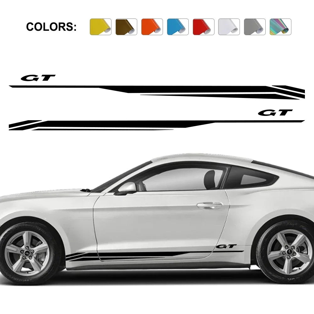 Door Side Graphic Stripe Decal for Ford Mustang GT 350 / 500 / GT4 / GT5 | Color Change Vinyl