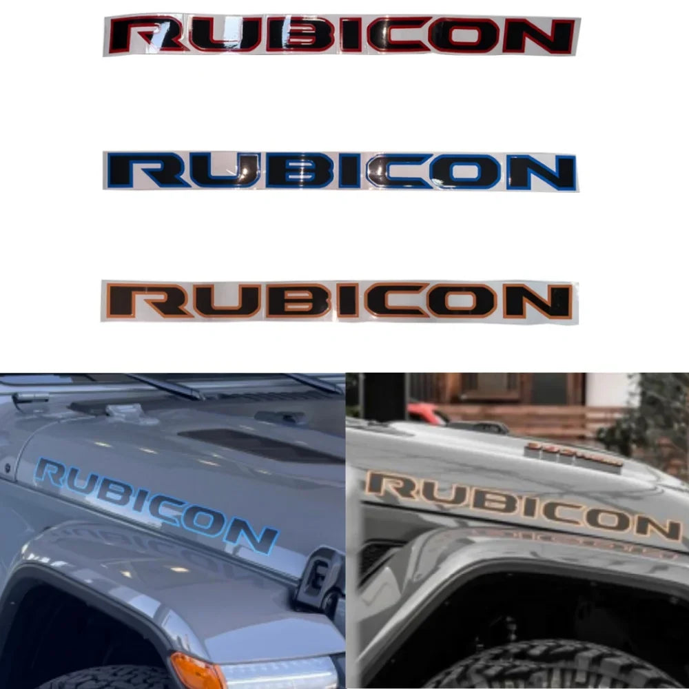 Rubicon Hood Letter Graphic Badge Emblem for Jeep Wrangler JL / JK | 2-Piece Vinyl Decal